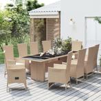 vidaXL 11-delige Tuinset met kussens poly rattan beige, Verzenden, Nieuw, Tuinset
