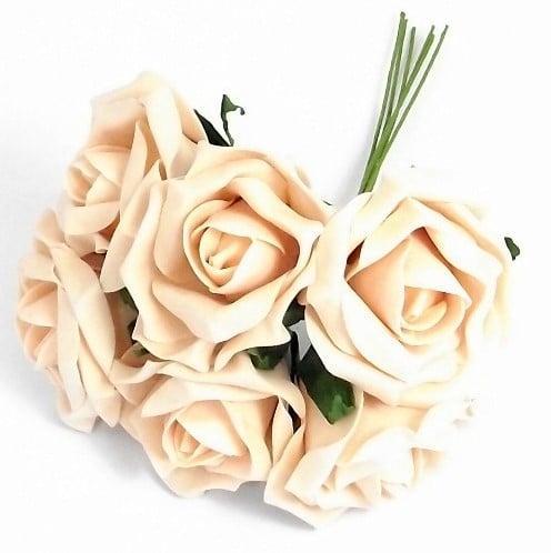 Foamroos Champion Champagne 7 cm bundel 6 stuks, Maison & Meubles, Accessoires pour la Maison | Plantes & Fleurs artificielles