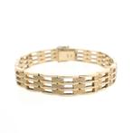 Gouden fantasie schakel armband | 20 cm (vintage sieraad), Ophalen of Verzenden, Gebruikt, Overige kleuren, Goud