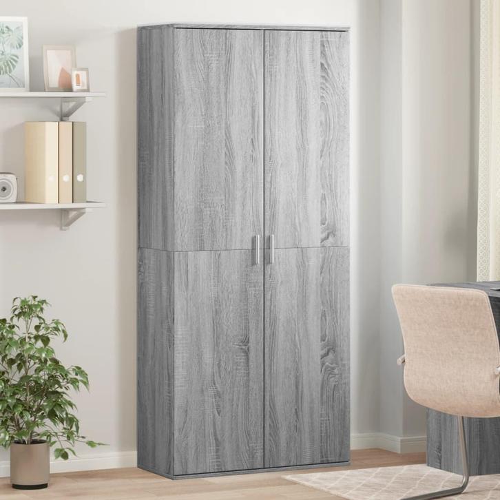 vidaXL Hoge kast 80x35x180 cm bewerkt hout grijs sonoma, Huis en Inrichting, Kasten | Overige, Nieuw, Verzenden