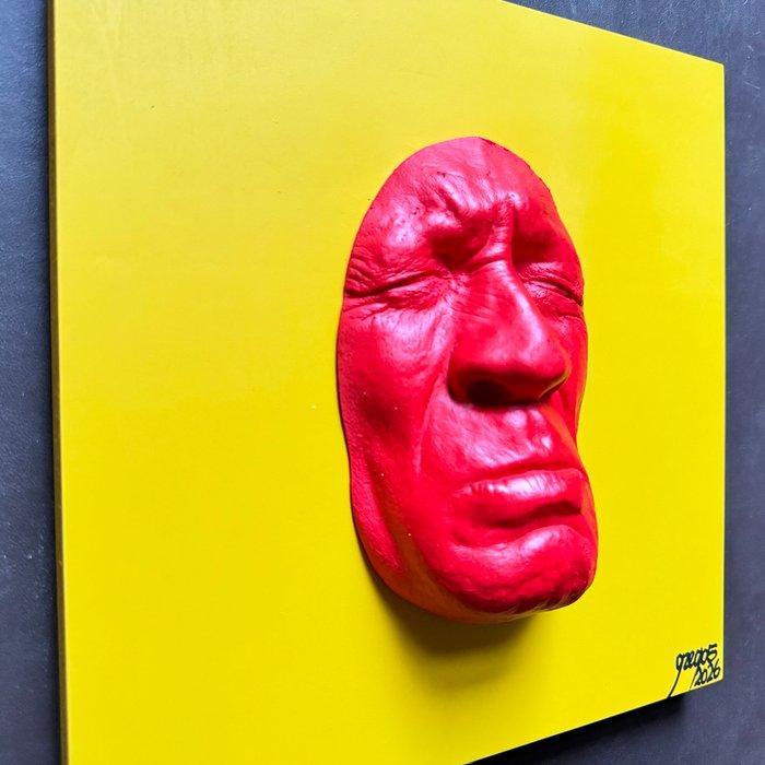 gregos - Red sadness on yellow background, Antiek en Kunst, Kunst | Designobjecten