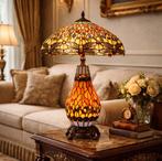 Lamp - Tiffany style - dragonfly - Messing, Glas, Antiek en Kunst