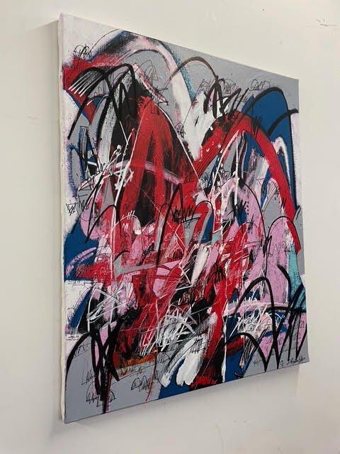 Jim Nagoya (1959) - Red Curves, Antiek en Kunst, Kunst | Schilderijen | Modern
