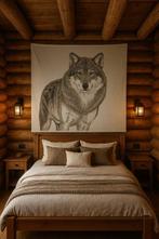 Alpaca-jacquard tapijt Lupo majestueus, kracht en wilde, Antiek en Kunst