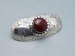 Zilver, Art Deco, Carneool - Broche - Handgesmeed.