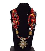 Collier kabyle berbère ancien de 70 cm, 305 g, corail,, Antiquités & Art