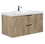 Badkamermeubel Set Thermis 100cm Licht Eiken Badmeubel, Huis en Inrichting, Badkamer | Badkamermeubels, Verzenden, Nieuw