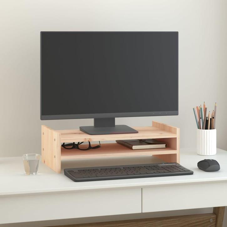 vidaXL Monitorstandaard 50x27x15 cm massief grenenhout, Computers en Software, Overige Computers en Software, Nieuw, Verzenden