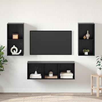 vidaXL TV Kast Set 3 pcs Zwart eiken 37 x 37 x 107 cm, Verzenden