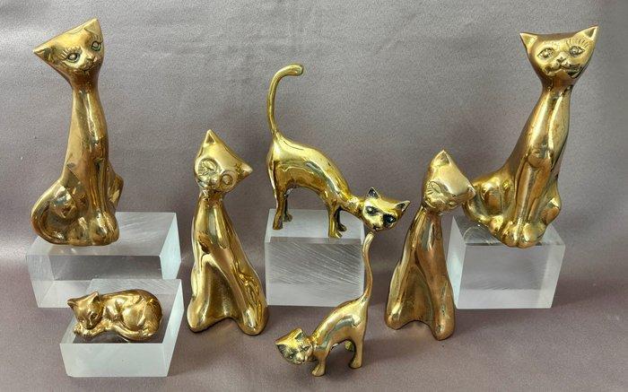 Themacollectie - Messing beeldjes van katten - Caravell, Antiquités & Art, Antiquités | Jouets