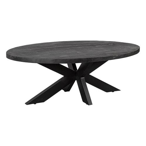 Salontafel Mangohout Ovaal Oscar Zwart 130x70, Huis en Inrichting, Tafels | Salontafels, 50 tot 100 cm, 100 tot 150 cm, Ovaal