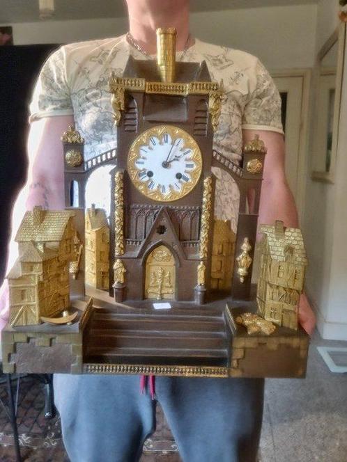 Horloge de table Néoclassique - Bronze doré, Bronze patiné -, Antiek en Kunst, Antiek | Klokken