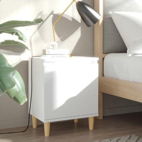 vidaXL Nachtkastje met massief houten poten 40x30x50 cm wit, Huis en Inrichting, Slaapkamer | Nachtkastjes, Nieuw, Verzenden