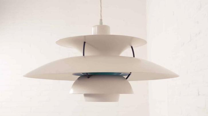 Hanglamp | Louis Poulsen | PH5 | Wit-blauw, Huis en Inrichting, Lampen | Hanglampen, Ophalen of Verzenden