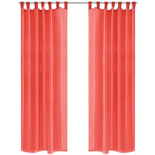 vidaXL Gordijnen voile 140x225 cm rood 2 st, Huis en Inrichting, Stoffering | Gordijnen en Lamellen, Nieuw, Verzenden