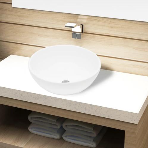 vidaXL Wastafel rond keramiek wit, Doe-het-zelf en Bouw, Sanitair, Nieuw, Verzenden