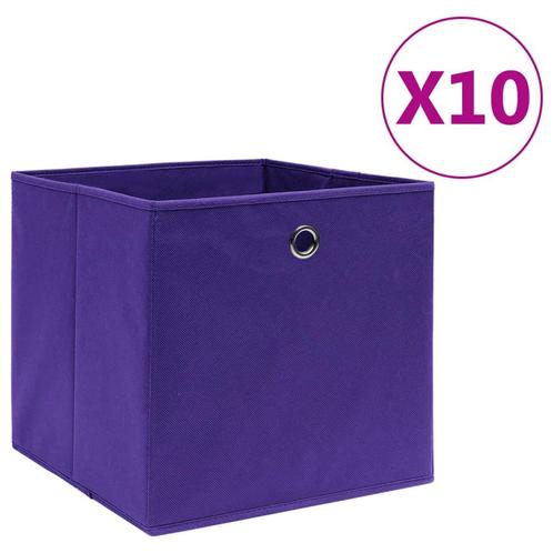 vidaXL Opbergboxen 10 st 28x28x28 cm nonwoven stof paars, Doe-het-zelf en Bouw, Kratten en Dozen, Nieuw, Verzenden