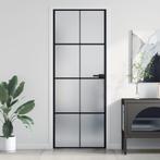 vidaXL Binnendeur smal 76x201,5 cm gehard glas en aluminium, Doe-het-zelf en Bouw, Deuren en Vliegenramen, Verzenden, Nieuw