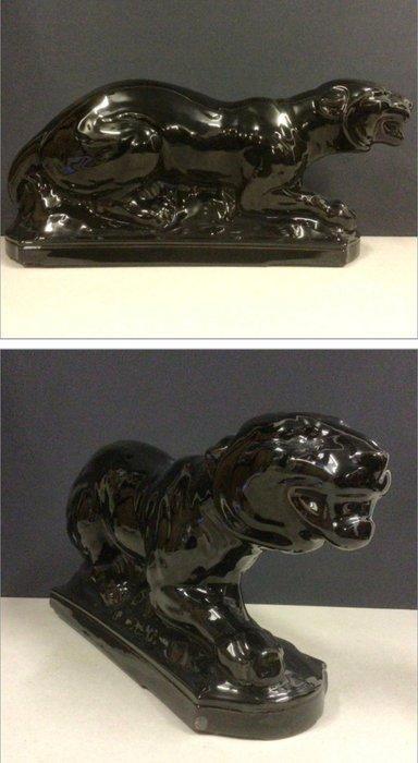 Digoin - sculptuur, Black Panther/Jaguar Art Deco - 45 cm -, Antiek en Kunst, Kunst | Designobjecten