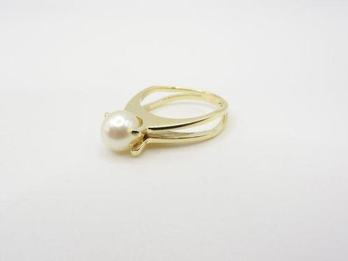 Ring - 14 karaat Geel goud Parel, Handtassen en Accessoires, Ringen