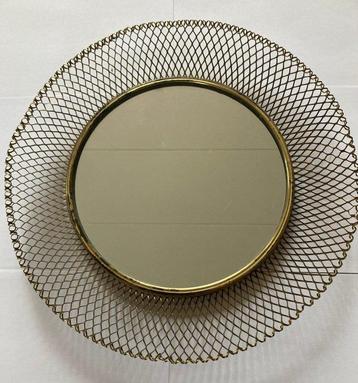 Miroir  - Métal - Miroir vintage avec bord en laiton dans