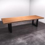 Boomstamtafel, Eettafel 310x110 massief hardhout, metaalpoot, 200 cm of meer, Nieuw, Robuust Modern, 100 tot 150 cm
