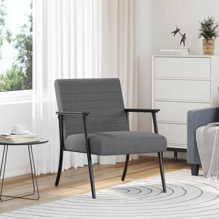 vidaXL Fauteuil Donkergrijs 59 x 75 x 78 cm Stof, Huis en Inrichting, Fauteuils, Nieuw, Verzenden