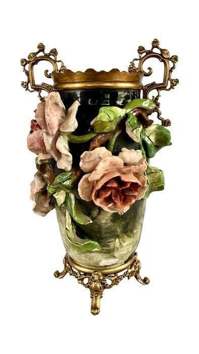 Vase - Faïence, Bronze - Barbotine, Antiquités & Art, Art | Objets design