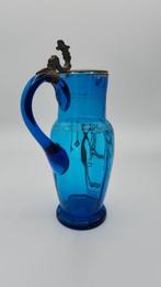 Kruik - Glas - Zeldzame blauw-gouden kan, Antiek en Kunst