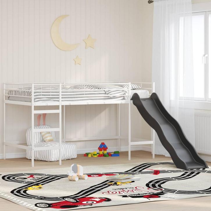 vidaXL Kinderen Loft Bed Frame met Glijbaan Wit en Antraciet, Maison & Meubles, Chambre à coucher | Lits, Envoi