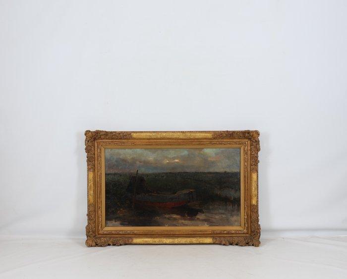 Willem Hendrik van der Nat (1864–1929) - Boot in sloot, Antiek en Kunst, Kunst | Schilderijen | Klassiek