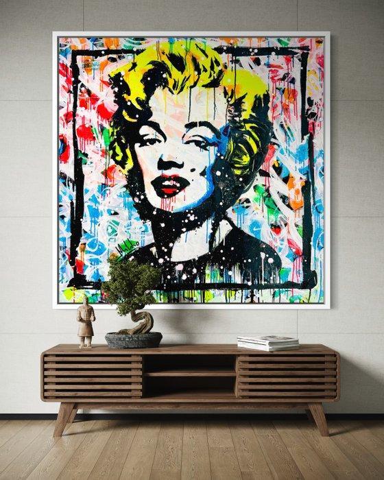 Mikko - Marilyn Monroe Brush On Frame - XL (No reserve, Antiek en Kunst, Kunst | Schilderijen | Modern