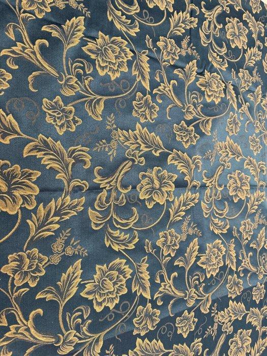 Koninklijke elegantie in goud en blauw - Meubelstof - 2.7 m, Antiek en Kunst, Antiek | Tapijten, Tafelkleden en Textiel