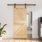 vidaXL Schuifdeur met beslag 85x210 cm massief grenenhout, Doe-het-zelf en Bouw, Deuren en Vliegenramen, Verzenden, Nieuw