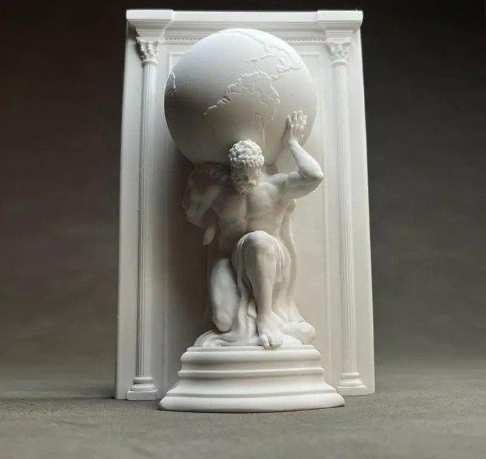 Statuette, Statue Atlas - 15 cm - Plâtre, Antiquités & Art, Curiosités & Brocante
