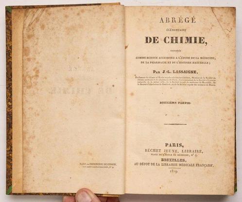J. L. Lassaigne - Abrégé élémentaire de chimie - 1839, Antiek en Kunst, Antiek | Boeken en Manuscripten