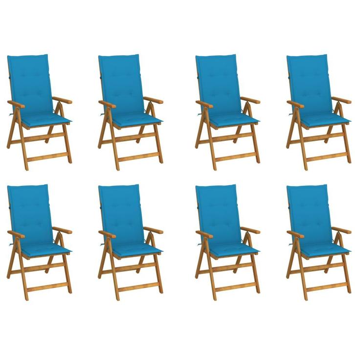 vidaXL Tuinstoelen 8 st inklapbaar met kussens massief, Tuin en Terras, Tuinstoelen, Nieuw, Verzenden