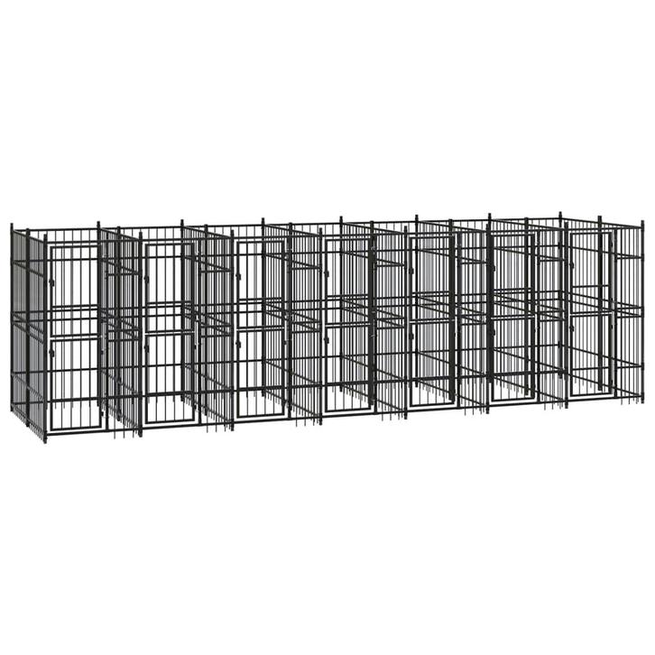 vidaXL Hondenkennel 12,9 m² staal, Dieren en Toebehoren, Hondenbenches, Nieuw, Verzenden