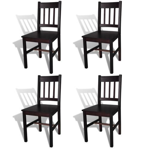 vidaXL Eetkamerstoelen 4 st grenenhout donkerbruin, Huis en Inrichting, Stoelen, Nieuw, Verzenden