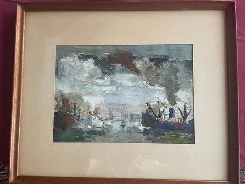 Jack Godderis (1916-1971) - De haven van Antwerpen, Antiek en Kunst, Kunst | Schilderijen | Klassiek
