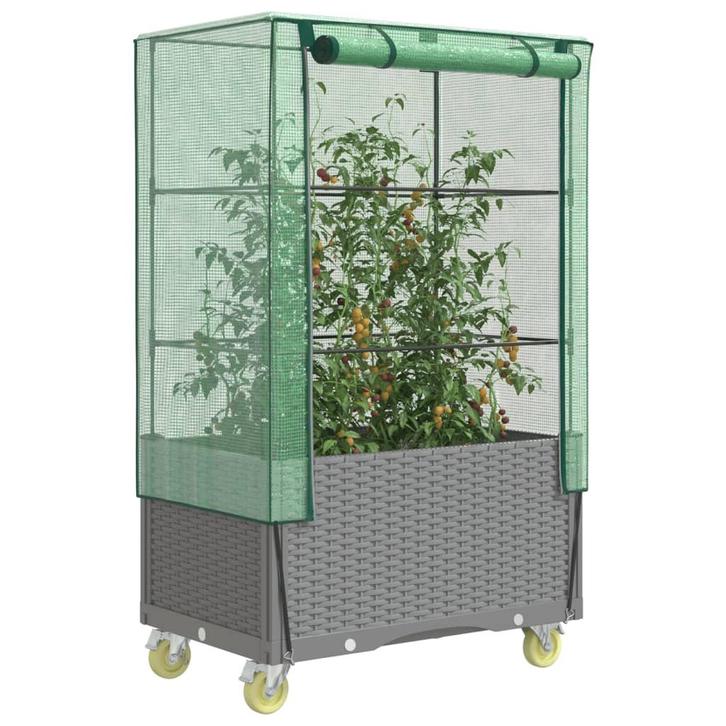 vidaXL Plantenbak verhoogd met hoes en wielen 80x50x182 cm, Tuin en Terras, Bloempotten, Nieuw, Verzenden