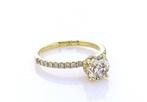 Ring - 14 karaat Geel goud - 1.30ct. tw. Diamant (Natuurlijk, Handtassen en Accessoires, Ringen, Nieuw
