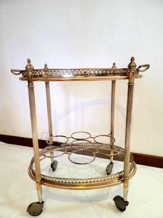 Serveerwagen - Messing, Glas - Drankwagen, Antiek en Kunst, Curiosa en Brocante