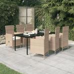 vidaXL 7-delige Tuinset met kussens beige, Tuin en Terras, Tuinsets en Loungesets, Verzenden, Nieuw, Tuinset
