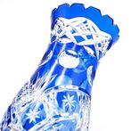 Haida Art Deco Cut Cobalt Crystal Glass Vase - Vase -