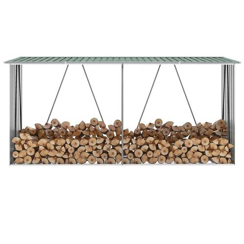 vidaXL Haardhoutschuur 330x84x152 cm gegalvaniseerd staal, Tuin en Terras, Overige Tuin en Terras, Nieuw, Verzenden