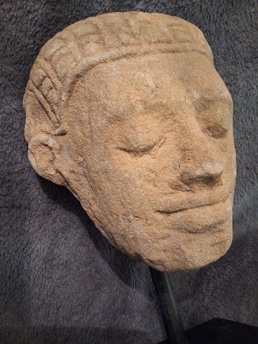 Oud-Khmer Terracotta, Steengoed Hoofd - 25 cm, Collections, Minéraux & Fossiles