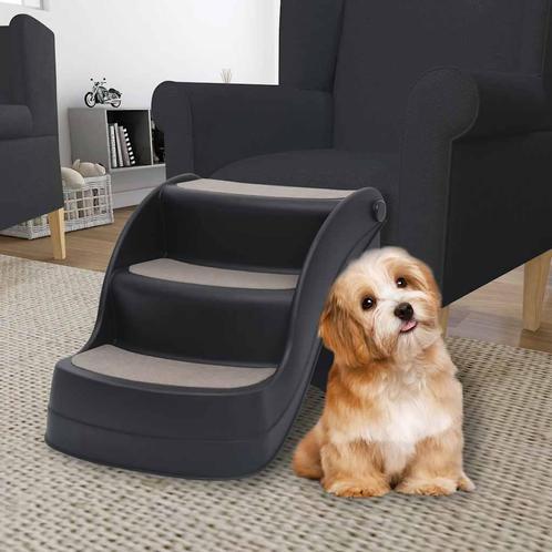 vidaXL Hondentrap 3 treden inklapbaar zwart, Dieren en Toebehoren, Overige Dieren-accessoires, Nieuw, Verzenden