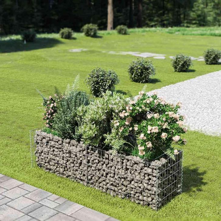 vidaXL Gabion plantenbak verhoogd 180x50x50 cm, Tuin en Terras, Bloempotten, Nieuw, Verzenden