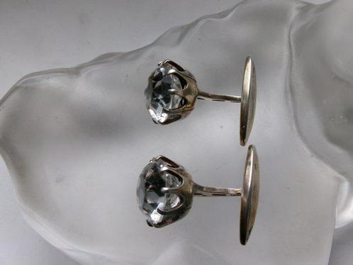 Verguld, Zilver - Manchetknopen - Art Deco Rozenkristal, Antiek en Kunst, Kunst | Designobjecten